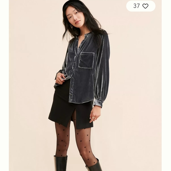 Pilcro Velvet Shirt Button Down - Picture 4 of 5